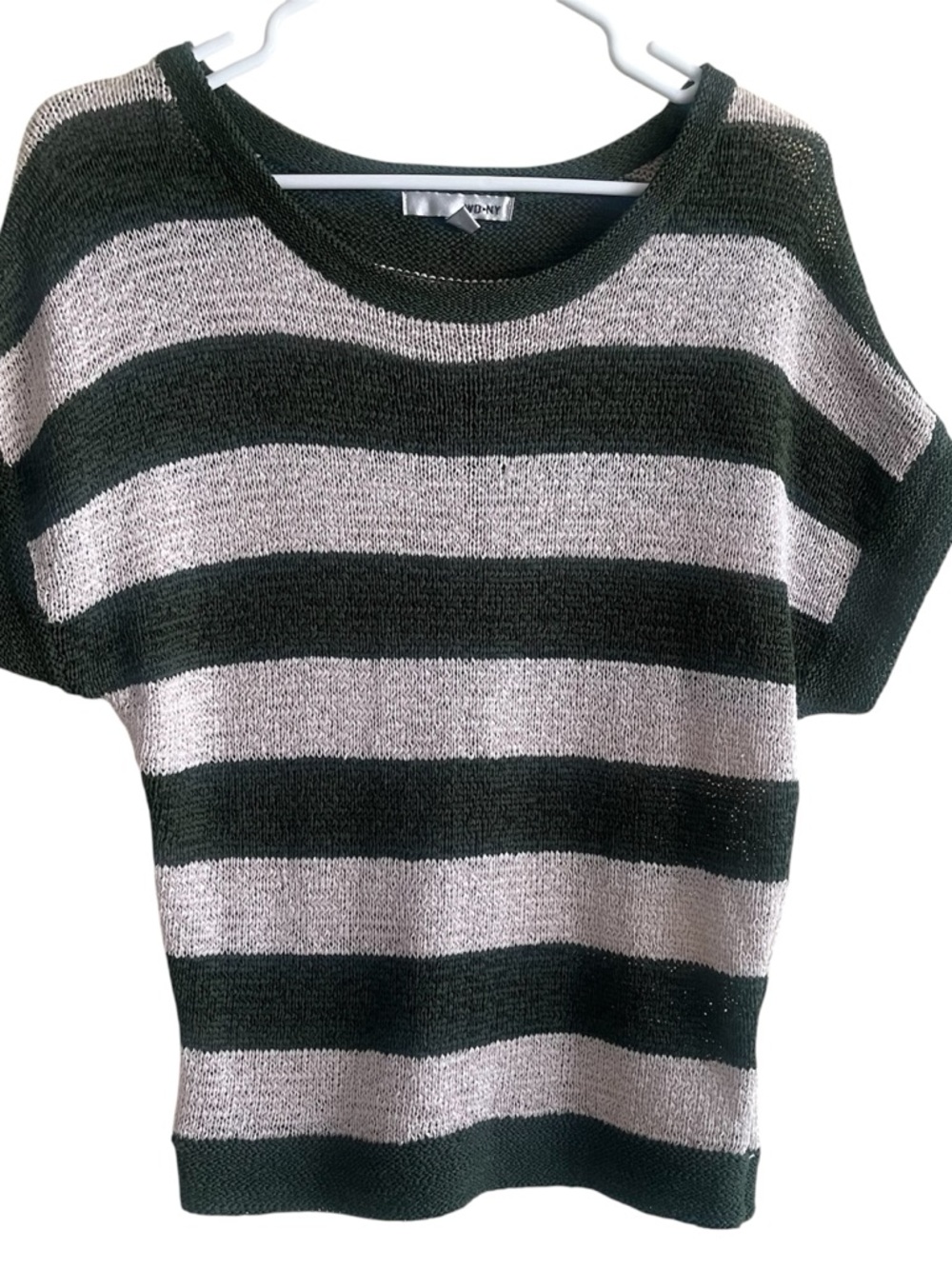 WD.NY Olive and Cream Striped Knit Top